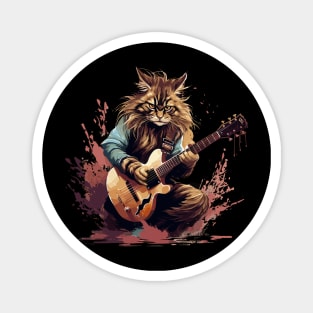 Maine Coon Cat Playing Guitar Magnet